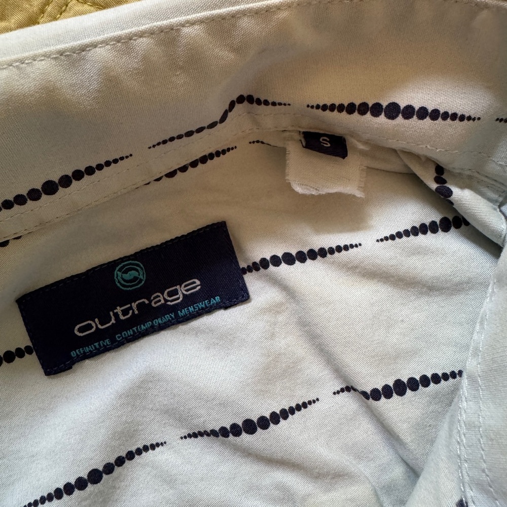 Men's Casual Button Down Shirt - White with Black Pattern